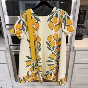 Mestiza New York Cecily Lemon Reversible Stretch Crepe Minidress XL NWT